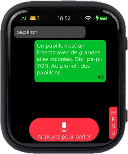 Dictionnaire : papillon, avec la prononciation