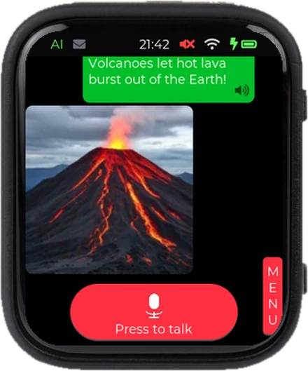 Encyclopedia: What is a volcano? with a picture of an erupting volcano