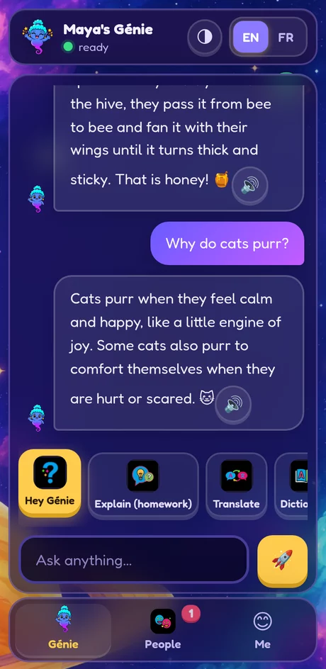 Génie web on a phone, space world